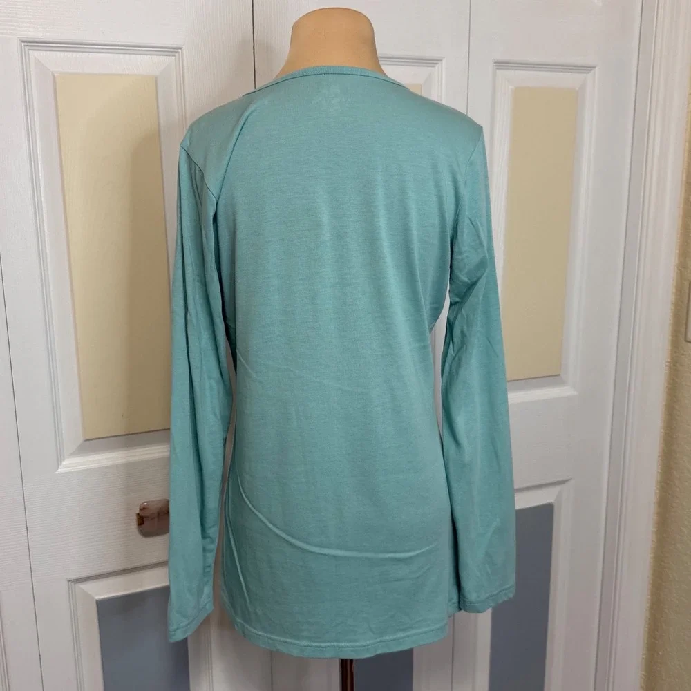 Patagonia Womens Aqua Blue Organic Cotton Tencel V-Neck Tunic Top 54530F9 M